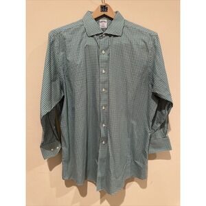 Brooks‎ Brothers Shirt Mens Extra Large 17.5 Blue Purple Plaid Regent Button Up